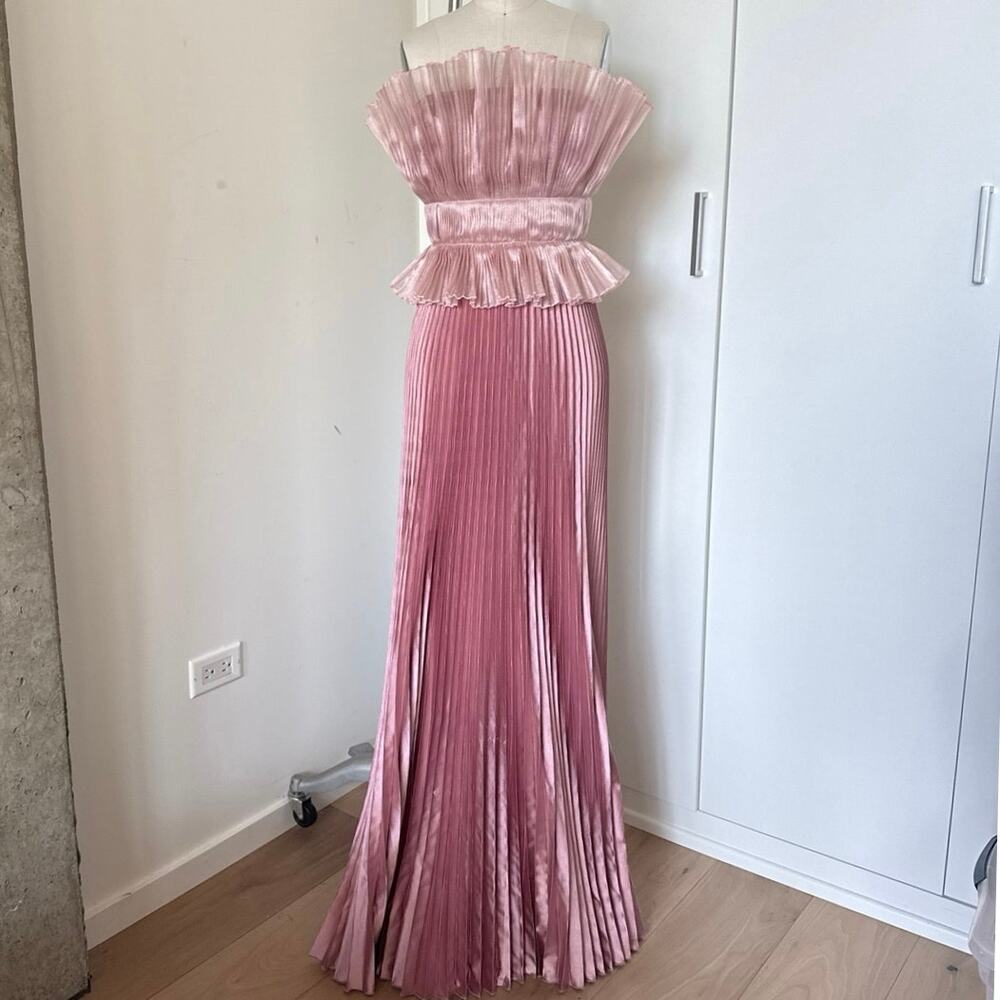 Pink L'IDEE Masquerade Peplum Dress SZ US 6
